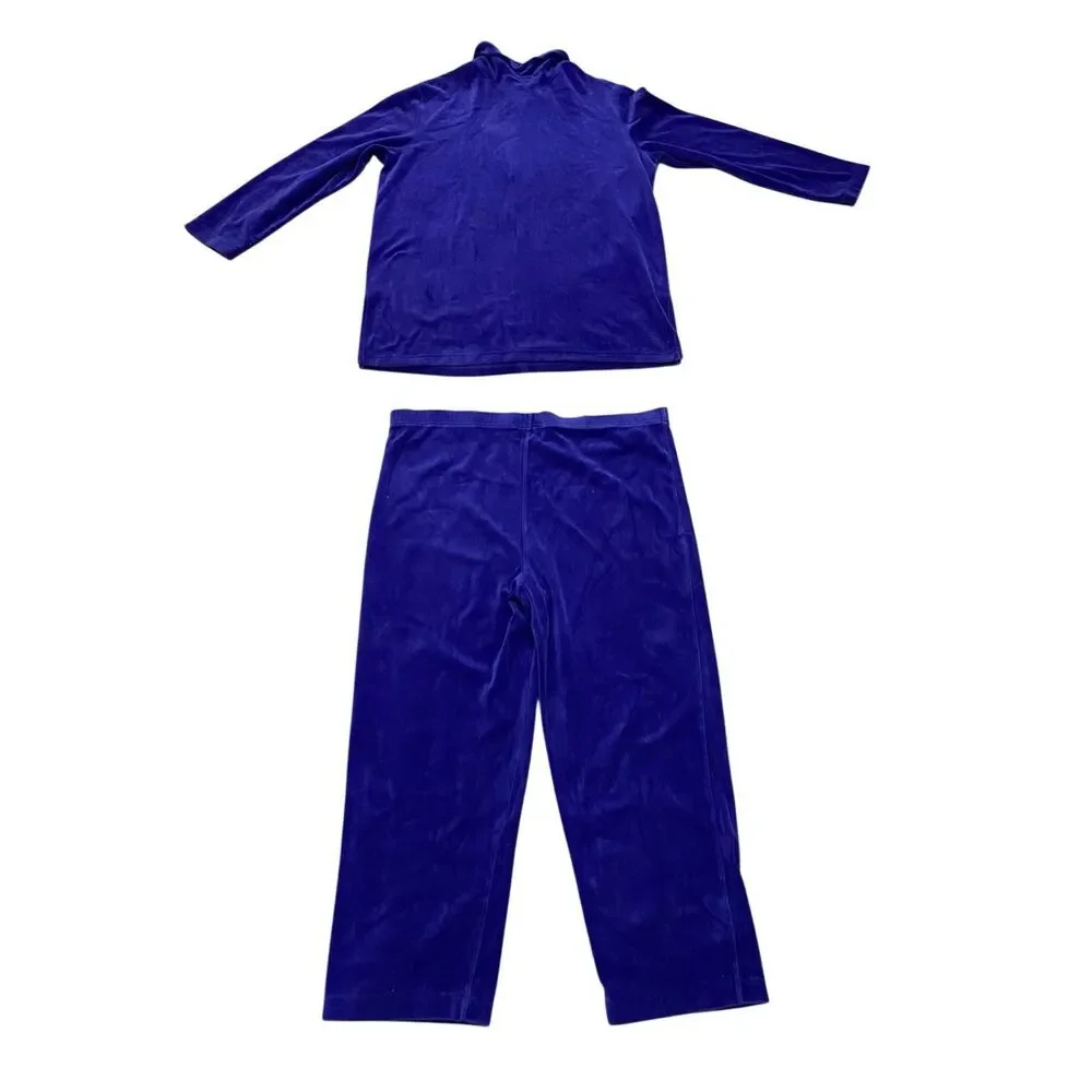 Richard And Company Blue Velour Lounge Set Vintage Matching Tracksuit Retro Cozy